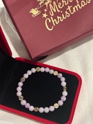 Bransoletka Kamień Naturalny KUNZYT i HEMATYT złocony 24K