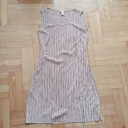 Lekka zwiewna beżowa waflowa plisowana sukienka H&M 36 S