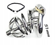 Pas cnoty Chastity cage klatka na penisa Stalowy Dilator + Pasek 51mm oring