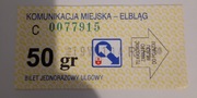 Bilet Kolekcjonerski Komunikacji Miejskiej - Elbląg 50gr. 