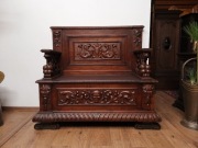 Wyjątkowa orzechowa ławka skrzynia antyk XIX w 902/2026