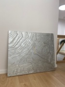 Obraz strukturalny abstrakcyjny struktura tekstura srebrny 120 x 100 cm