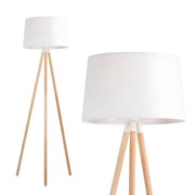 Lampa stojąca trójnóg z białym abażurem