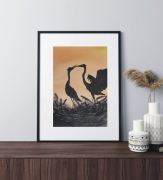 Akwarela "Czaple 2" Ręcznie malowana Unikat 27x19cm