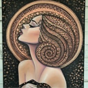 Kobieta i księżyc obraz ręcznie malowany akryl/płótno