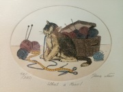 Kolorowana akwaforta Anna Weber seria Koty