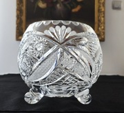 Kryształowy wazon kulisty,  flakon okragły kryształy retro kula Vintage prl