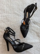 Nowe czarne zamszowe buty na obcasie szpilki rockowe Primark 37