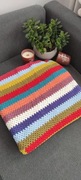 Koc ręcznie robiony, kolorowa spirala, 160x160 cm, ciepły i przytulny