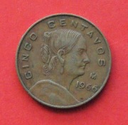 5 Centavos  1966 r -  Meksyk Josefa Ortiz de Dominguez  