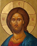 Ikona Chrystus Pantokrator, pisana na desce