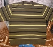 Ciepły sweter zielony khaki w paski rozmiar XL