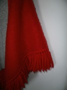 100%MOHAIR WEŁNA MOHER CZERWONA DUŻA CHUSTA PONCZO FRĘDZLE LUKSUS