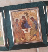 Piękna IKONA prawosławna tryptyk Trójca Św. wg.Rublowa Archanioł Michał. 