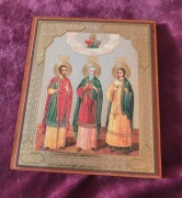 Piękna Ikona prawosławna Trzech Świętych Prawosławnych.