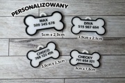 Adresówka dla psa personalizowana zawieszka kość imię + telefon 3D 4 kolory