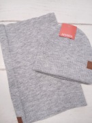 Komplet czapka + komin dziecięcy szary prążkowany 1–2 lata AHAHA