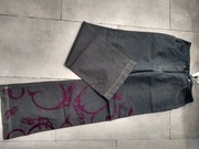 Spodnie Retro ,szare z różowymi mazaniami