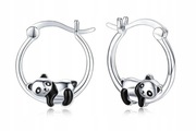 Kolczyki panda leniwiec kółka srebrne