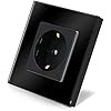 Gniazdko elektryczne ze szklaną ramką, czarne (NAVARIS)