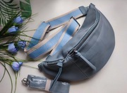 Niebieska BLUE torebka nerka XL eko-skóra 2 paski 