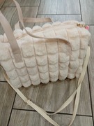 Beżowa pluszowa mini torba torebka 