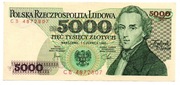 PRL BANKNOT 5000 ZŁOTYCH 1982 CB  F. CHOPIN