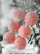 Bombka różowa pastelowa pluszowa flokowana z perłami dla dzieci