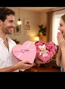 Pudełko serce z misiem i różami prezent na Dzień kobiet urodziny