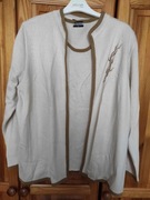 Komplet z dzianiny, używany,  ecru , trzyczęsciowy, garsonka xxl 48-52