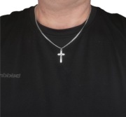 Naszyjnik Pancerka 55 cm 3 mm z Krzyżykiem – Stal + Prezent