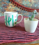 Kubek ręcznie malowany w kaktusy 