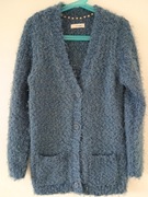 Sweter dziewczęcy niebieski zapinany na guziki z kieszeniami 