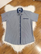 Koszula męska Laviino slim fit 40/41 kratka bawełna krótki rękaw elegancka