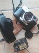 Kolekcjonerski aparat Minolta AL F + Lampa, torba.