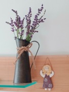 Aniołek dekoracyjny ręcznie robiony masa solna lawendowy