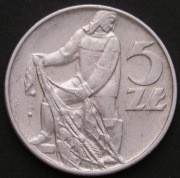Polska 5 złotych 1973 - Rybak - sieć