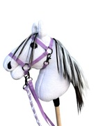 Koń hobby horse BIAŁY na kiju A5 realistyczny zestaw akcesoria kantar