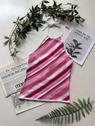 Bawełniany top z halterem różowy w paski 80% cotton