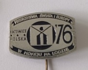 Przypinka PRL Mistrzostwa świata I Europy hokej Katowice 76'