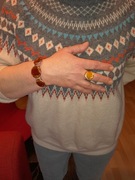 BRANSOLETA i PIERŚCIEŃ BURSZTYN BAŁTYCKI stal szlach. odcień RÓŻOWE ZŁOTO