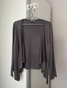 Szary sweter sweterek narzutka kardigan zamszowa L