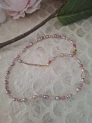Naszyjnik handmade z naturalnych kamieni hematyt agat perły 