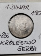 Serbia 1 Dinar 1904 r Piotr I srebro 835
