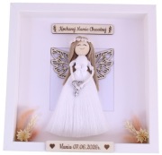Podziękowanie dla Chrzestnych Komunia Chrzest ramka 3D z Aniołem Rękodzieło