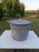 Stary Duży Garnek Ocynkowany 45L z Pokrywą i Wkładem (Sito)  Retro / Loft