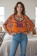 Bluzka damska s apricot kwiaty narzutka 