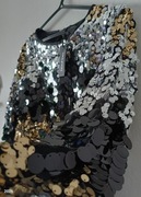 Bluzka żakiet open top cekiny złoty srebrny zapinane L