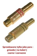 Gniazda żeńskie RCA ( chinch ) czerwone i czarne na kabel ( złote )