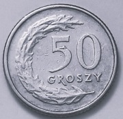 50 gr groszy 1992 r. destrukt z nadlewką na cyfrze 5